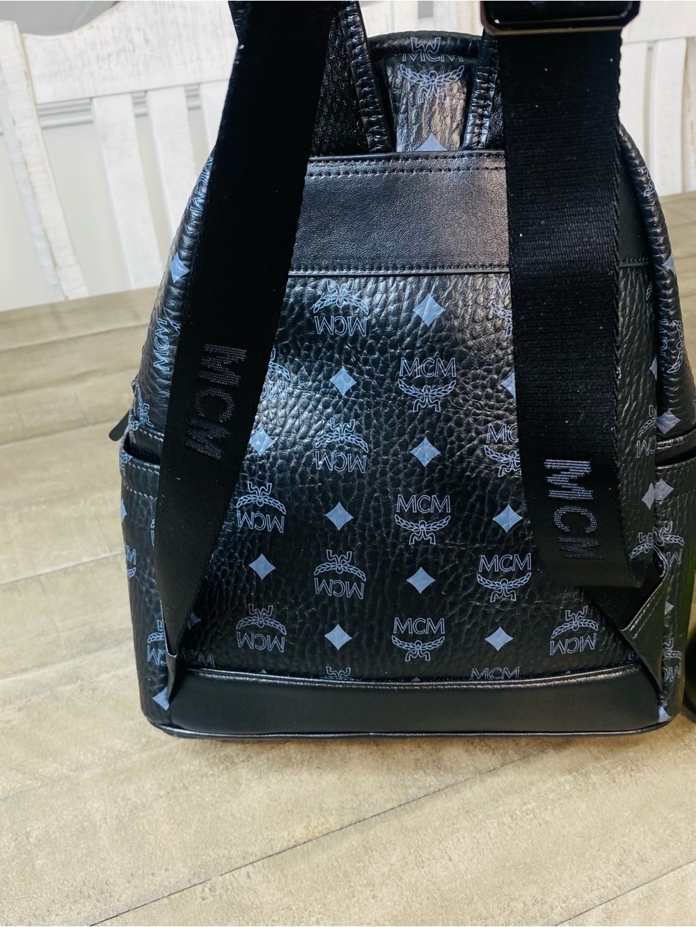 MCM Black Visetos Dual Stark Cyber Flash Backpack Blue Geometric - Picture 7 of 14